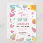 Pool Party | Moderne zomerdag met gemarmerde verja Kaart (Voorkant)