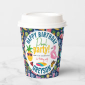 Pool Party | Moderne zomerdag met gemarmerde verja Papieren Bekers (Voorkant)