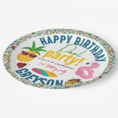 Pool Party | Moderne zomerdag met gemarmerde verja Papieren Bordje (Gekanteld)