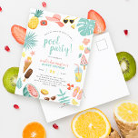 Pool Party | Moderne zomerdag met gemarmerde verja Uitnodiging Briefkaart<br><div class="desc">Bespaar op enveloppen met uitnodigingen van het briefkaart! Dit zomer-themed ontwerp kenmerkt een grens van zomerelementen en uw partijinformatie in moderne manuscripttypografie. De grens heeft een ananas, een camera, een pet voor de zon, schoppen, tropische bladeren, bloemen, ijsklolly's, limonade, teenslippers, strandballen, citroenen, donuts, watermeloenen, ijs en nog veel meer! Klik...</div>