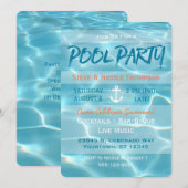 Pool Party Nautical Summer Aqua Oranje en White Kaart (Voorkant / Achterkant)