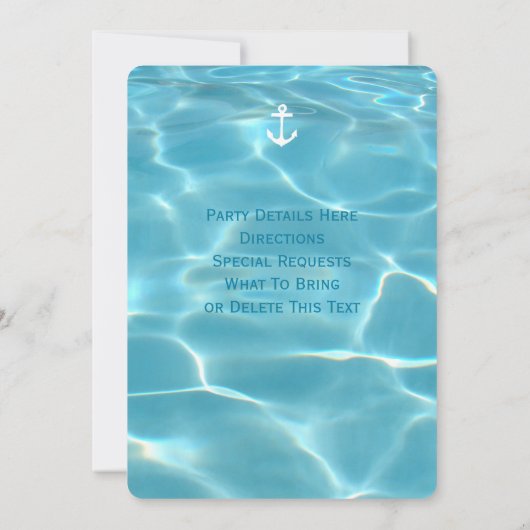 Pool Party Nautical Summer Aqua Oranje en White Kaart (Achterkant)