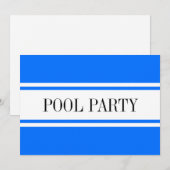 POOL PARTY Nautisch Blauw Wit Racing Stripes Feestdagenkaart (Voorkant / Achterkant)