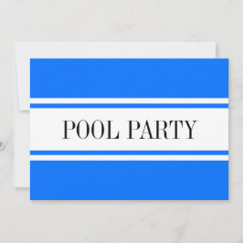 POOL PARTY Nautisch Blauw Wit Racing Stripes Feestdagenkaart