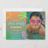 Pool Party Neon Landscape Kaart (Voorkant)