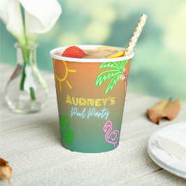 Pool Party Neon Papieren Bekers