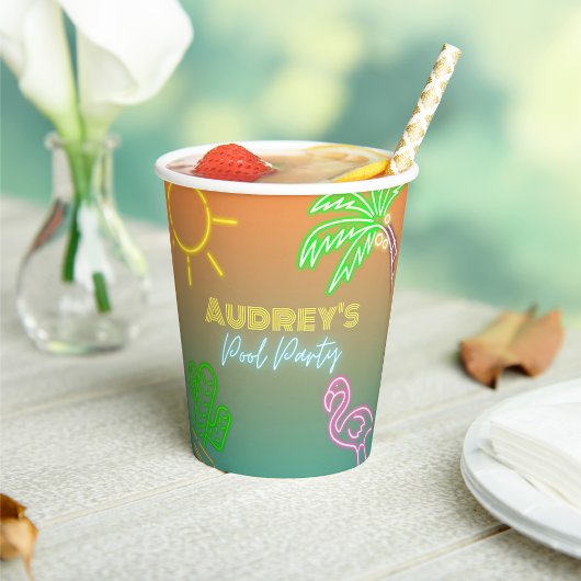 Pool Party Neon Papieren Bekers