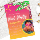 Pool Party Neon Pink met foto Kaart