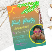 Pool Party Neon Uitnodiging met Afbeelding