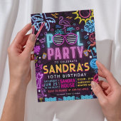 Pool Party Night | Neon Glow Birthday Party Kaart