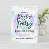Pool Party of Birthday Paars Tie Dye Pool Kaart (Staand voorkant)