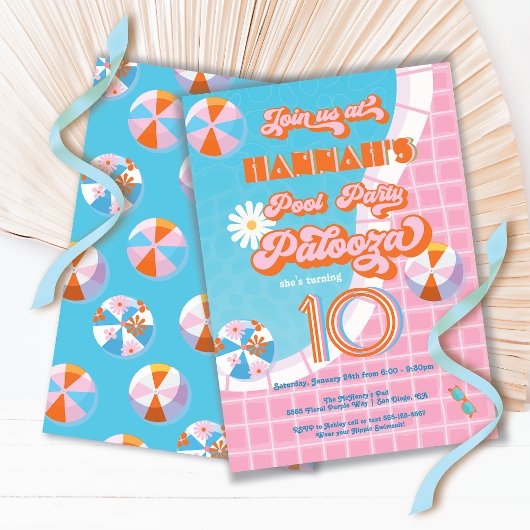 Pool Party Palooza Hippie Birthday Kaart