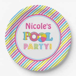 Pool Party Paper Borden, Girl Pool Party Decor Papieren Bordje