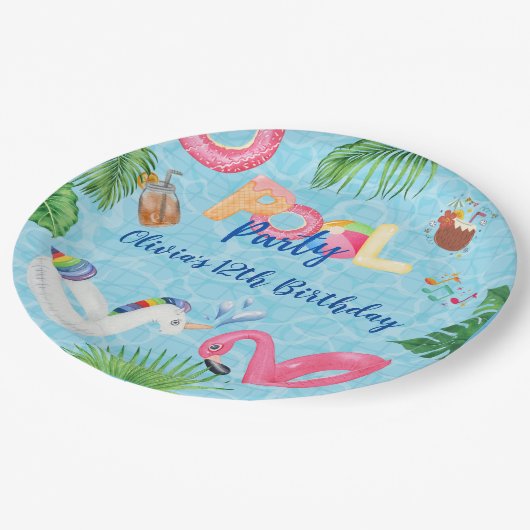 Pool Party Papieren Bordje (Gekanteld)