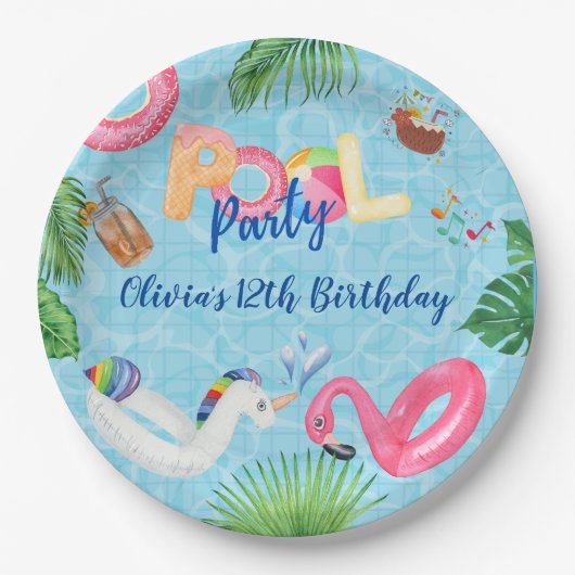 Pool Party Papieren Bordje (Voorkant)