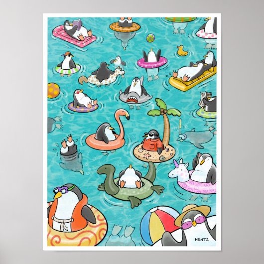 Pool Party Penguins Poster (Voorkant)