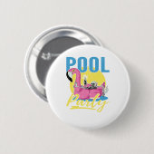 Pool Party Pink Flamingo Skull Ronde Button 5,7 Cm (Voorkant /achterkant)