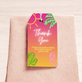 Pool Party Pink Neon Favor Tag Cadeaulabel