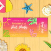 Pool Party Pink Neon Ticket Kaart