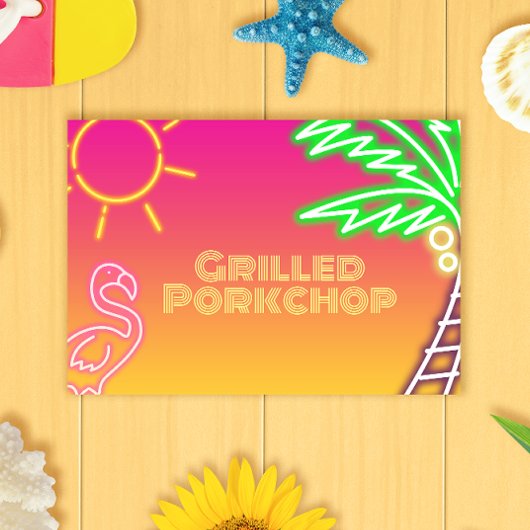 Pool Party Pink Yellow Food Label Kaart