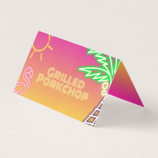 Pool Party Pink Yellow Food Label Tent Kaart (Voorkant)