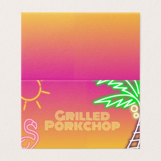 Pool Party Pink Yellow Food Label Tent Kaart (Buitenkant ongevouwen)