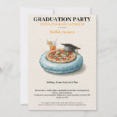 Pool Party Pizza Graduation Celebration Invitation Kaart (Voorkant)