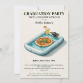 Pool Party Pizza Graduation Celebration Invitation Kaart (Voorkant)