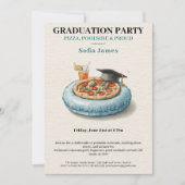Pool Party Pizza Graduation Celebration Invitation Kaart (Voorkant)
