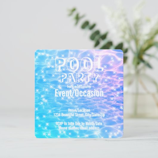 Pool Party pool Birthday Party Beach Party Modern Kaart (Staand voorkant)