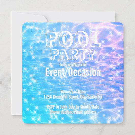 Pool Party pool Birthday Party Beach Party Modern Kaart (Voorkant)