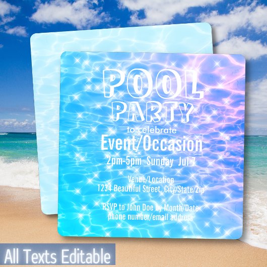 Pool Party pool Birthday Party Beach Party Modern Kaart