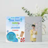 Pool Party Pool Birthday-uitnodigingen met foto Kaart (Staand voorkant)