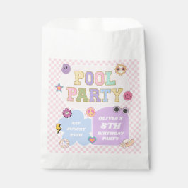 Pool Party Preppy Varsity Patch Verjaardagsfeestje Bedankzakje