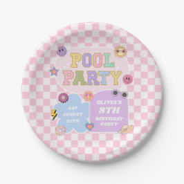 Pool Party Preppy Varsity Patch Verjaardagsfeestje Papieren Bordje