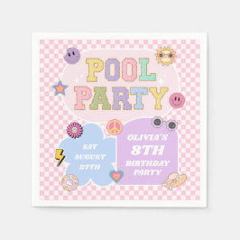 Pool Party Preppy Varsity Patch Verjaardagsfeestje Servet