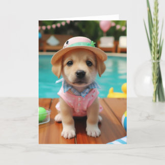 Pool Party Puppy Schattige Alle Gelegenheden Kaart