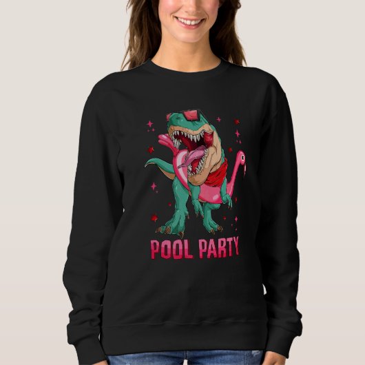 Pool party rex with roze flamingo Float Summer Vib Trui (Voorkant)