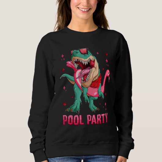 Pool party rex with roze flamingo Float Summer Vib Trui (Voorkant)