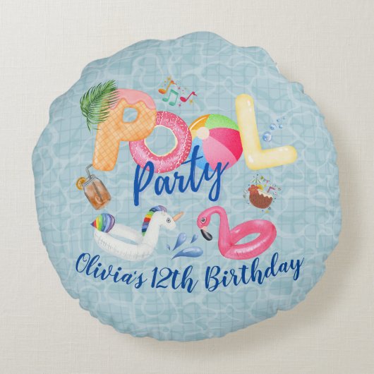 Pool Party Rond Kussen (Achterkant)