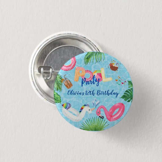 Pool Party Ronde Button 3,2 Cm (Voorkant /achterkant)