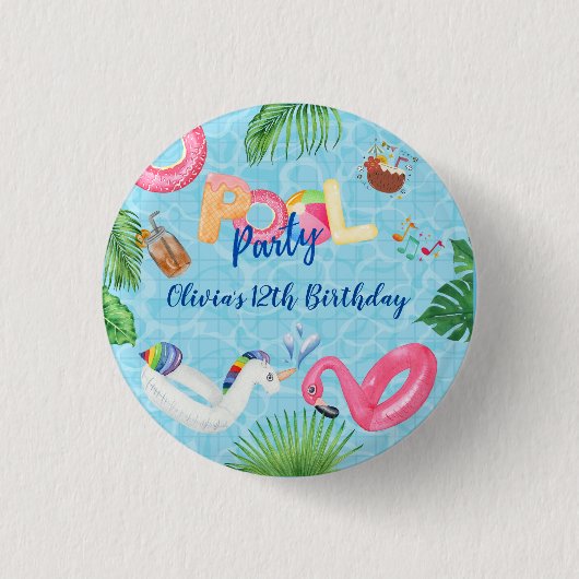 Pool Party Ronde Button 3,2 Cm (Voorkant)