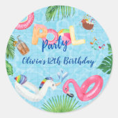 Pool Party Ronde Sticker (Voorkant)