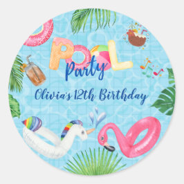 Pool Party Ronde Sticker