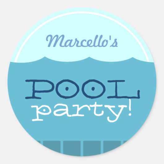 Pool Party Ronde Sticker (Voorkant)