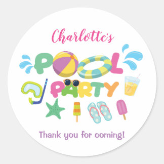 Pool Party Ronde Sticker