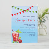 Pool party rood drink blauw water kaart (Staand voorkant)