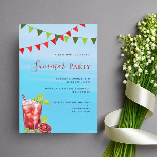 Pool party rood drink blauw water kaart