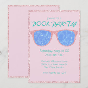 Pool Party Roze Glitter Zonnebril Kaart