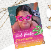 Pool Party Roze met Foto Minimalist Kaart